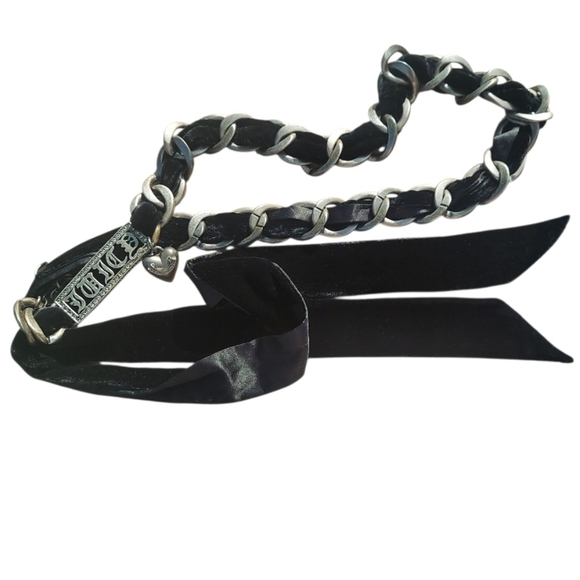 Rare Vintage Juicy Couture Black Velvet Chain Belt - Picture 2 of 7